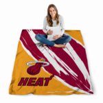 miami heat brushstrokes red white blanket high quality