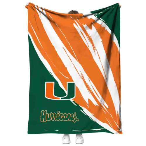 miami hurricanes brushstrokes orange white blanket best selling