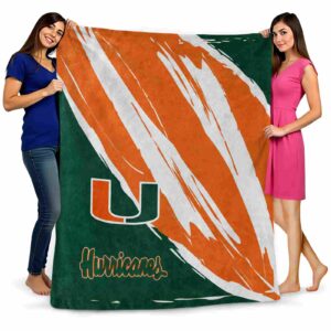miami hurricanes brushstrokes orange white blanket fashion forward