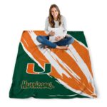 miami hurricanes brushstrokes orange white blanket high quality