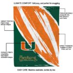 miami hurricanes brushstrokes orange white blanket new arrival
