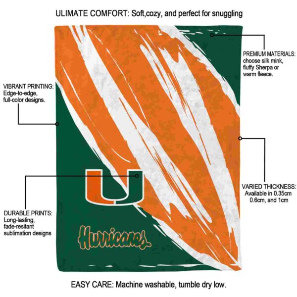 miami hurricanes brushstrokes orange white blanket new arrival