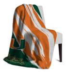 miami hurricanes brushstrokes orange white blanket top rated