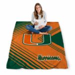 miami hurricanes diagonal stripes orange blanket high quality