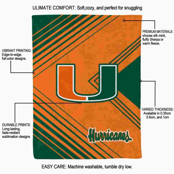 miami hurricanes diagonal stripes orange blanket new arrival