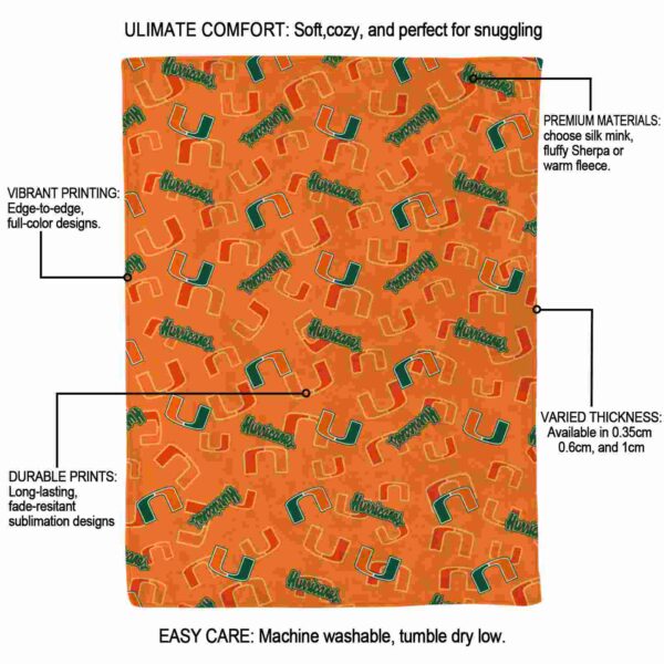 miami hurricanes diehard fans orange blanket new arrival