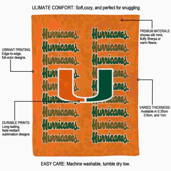 miami hurricanes fan pride orange blanket new arrival