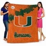 miami hurricanes grunge texture orange blanket best selling