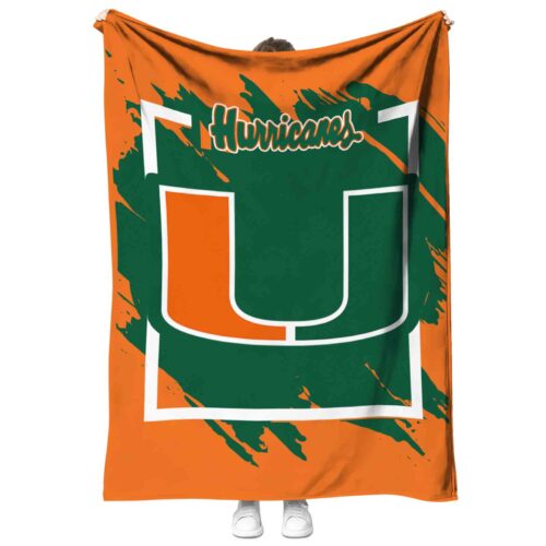 miami hurricanes splatter effect orange blanket best selling