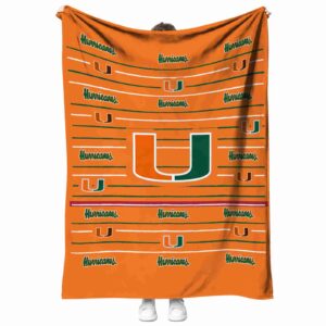 miami hurricanes striped pattern orange blanket best selling