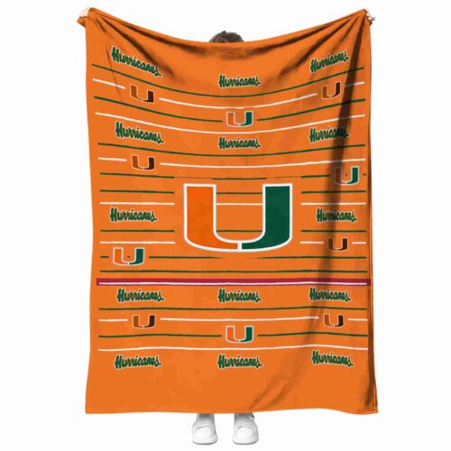 miami hurricanes striped pattern orange blanket best selling