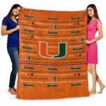 miami hurricanes striped pattern orange blanket best selling