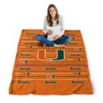 miami hurricanes striped pattern orange blanket best selling