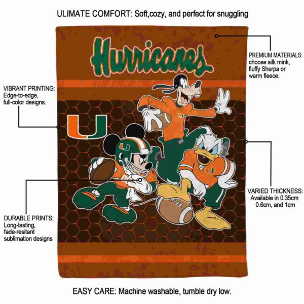 miami hurricanes three musketeers orange blanket new arrival