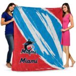 miami marlins brushstrokes blue white blanket fashion forward