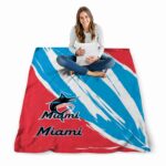 miami marlins brushstrokes blue white blanket high quality