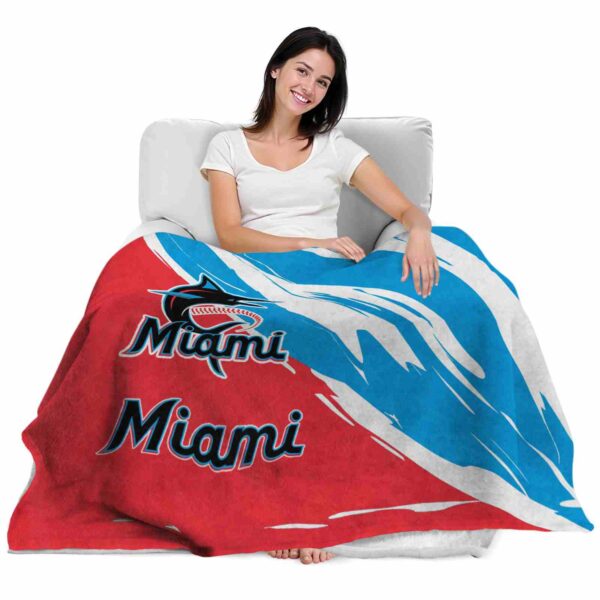 miami marlins brushstrokes blue white blanket latest model