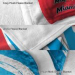 miami marlins brushstrokes blue white blanket premium grade