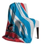 miami marlins brushstrokes blue white blanket top rated