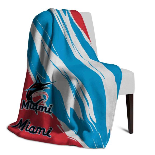 miami marlins brushstrokes blue white blanket top rated