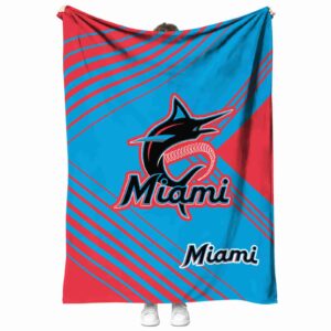 miami marlins diagonal stripes blue blanket best selling