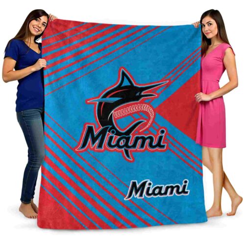 miami marlins diagonal stripes blue blanket fashion forward