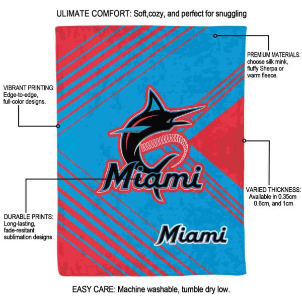 miami marlins diagonal stripes blue blanket new arrival