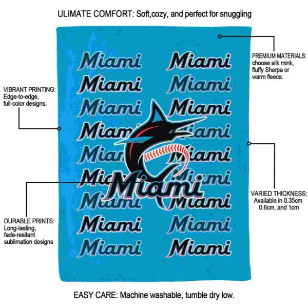 miami marlins fan pride blue blanket new arrival