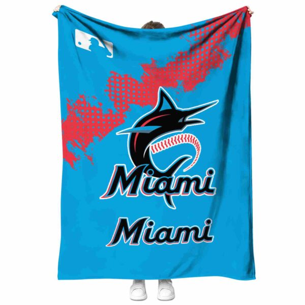 miami marlins grunge texture blue blanket best selling