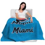 miami marlins grunge texture blue blanket latest model