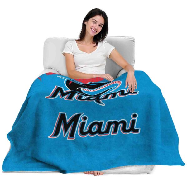 miami marlins grunge texture blue blanket latest model