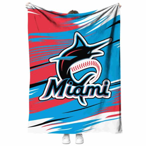 miami marlins paint streaks blue white blanket best selling