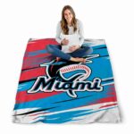 miami marlins paint streaks blue white blanket high quality