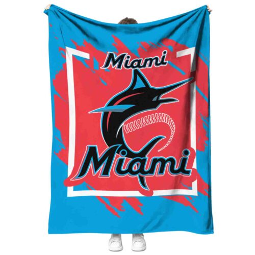 miami marlins splatter effect blue blanket best selling