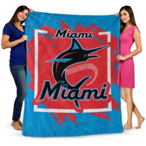miami marlins splatter effect blue blanket fashion forward