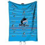 miami marlins striped pattern blue blanket best selling