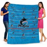 miami marlins striped pattern blue blanket best selling