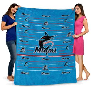 miami marlins striped pattern blue blanket fashion forward