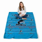 miami marlins striped pattern blue blanket best selling