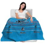 miami marlins striped pattern blue blanket best selling