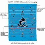 miami marlins striped pattern blue blanket best selling