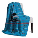 miami marlins striped pattern blue blanket best selling