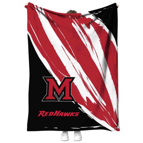 miami redhawks brushstrokes red white blanket best selling