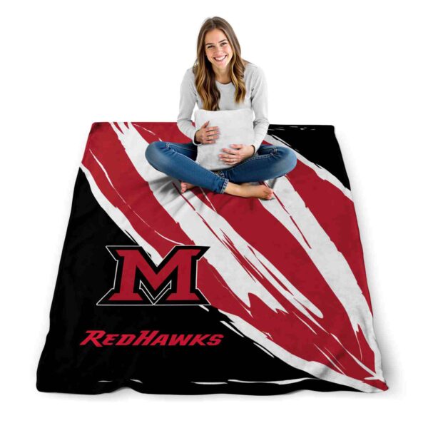 miami redhawks brushstrokes red white blanket high quality