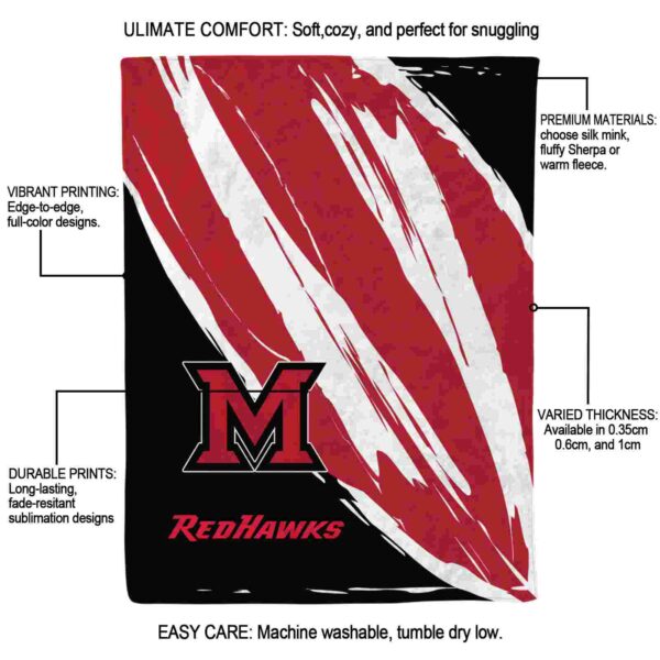 miami redhawks brushstrokes red white blanket new arrival