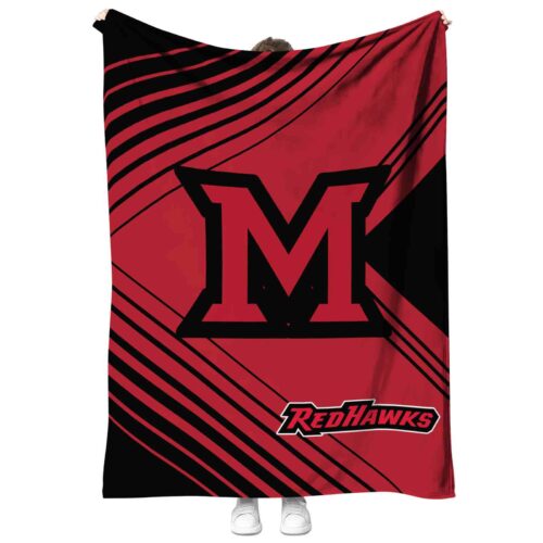 miami redhawks diagonal stripes red blanket best selling