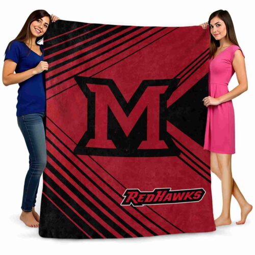 miami redhawks diagonal stripes red blanket fashion forward