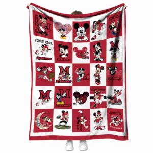 miami redhawks mickey minnie red white blanket best selling