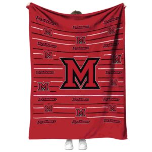 miami redhawks striped pattern red blanket best selling