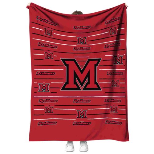 miami redhawks striped pattern red blanket best selling